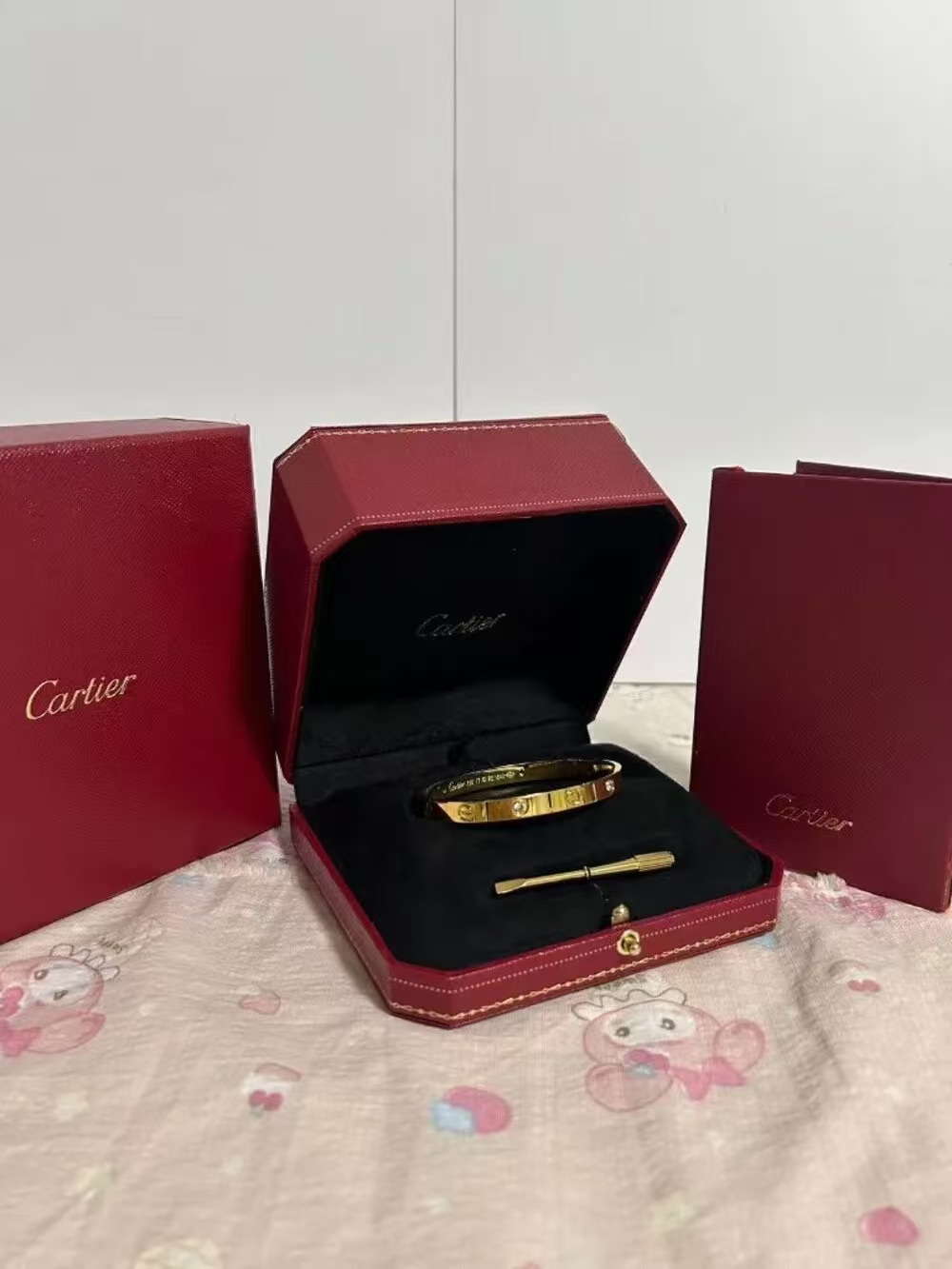 Good Cartier Gold Love Bracelet with Red Presentation Box